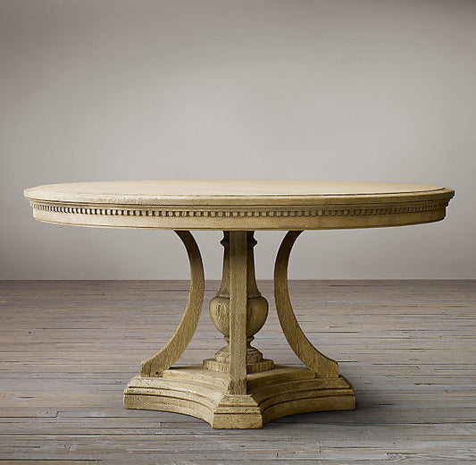 Round oak dining table